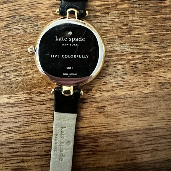 Kate Spade black leather strap watch, round face - Picture 2 of 5